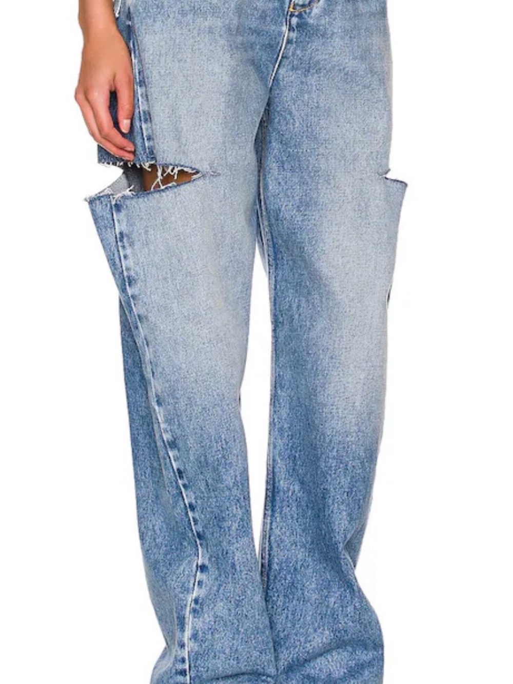 Maison Martin Margiela Light Blue Distinctive Cut-Out Wide-Leg Jeans - Picture 3 of 4